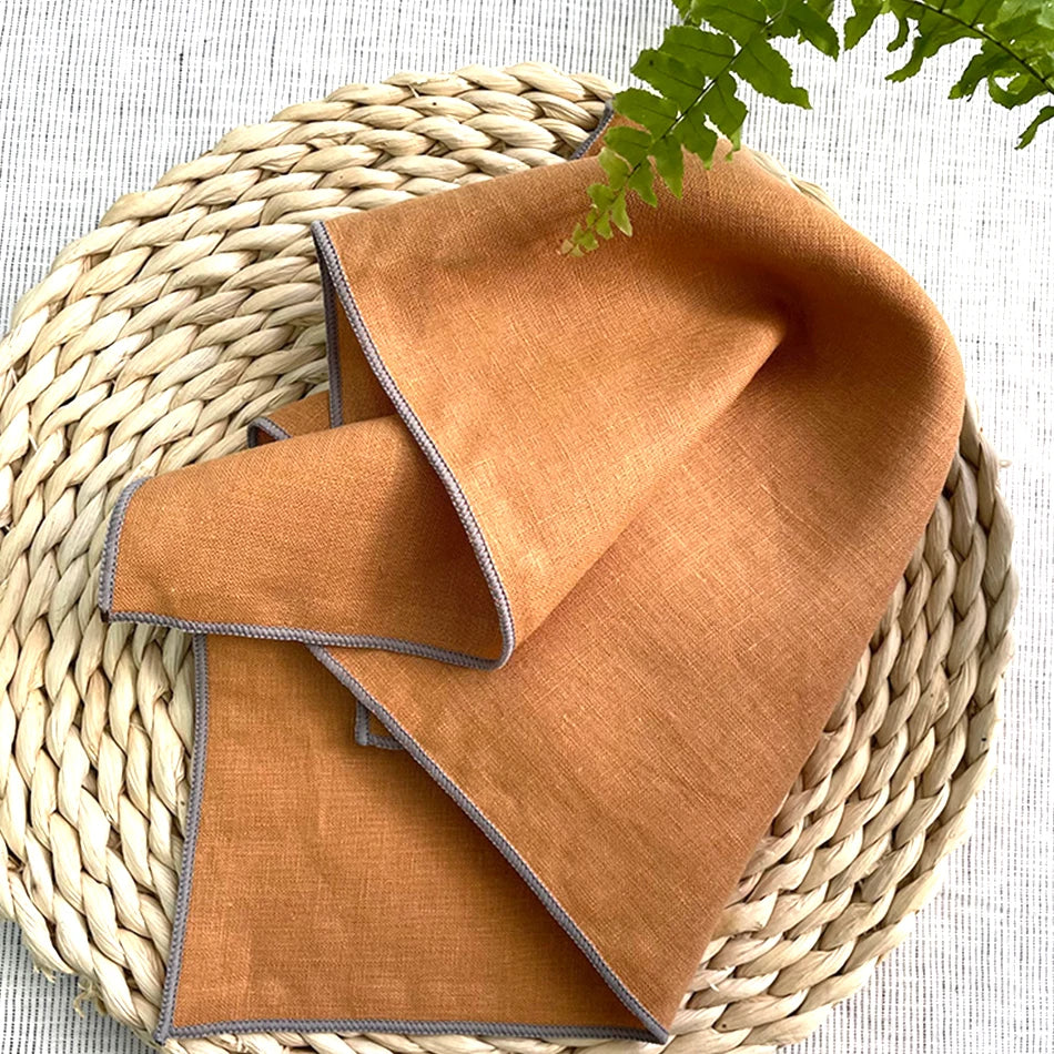 4PCS Pure Linen 100% Napkins Cloths Reusable 40x40cm Soft Comfortable Fabric Kitchen Accessories for Wedding Birthday Parties