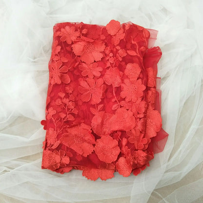 16 Colors multicolor handmade 3D flower lace fabric colorful evening dress lace fabric fashion dress lace 130cm width fabric