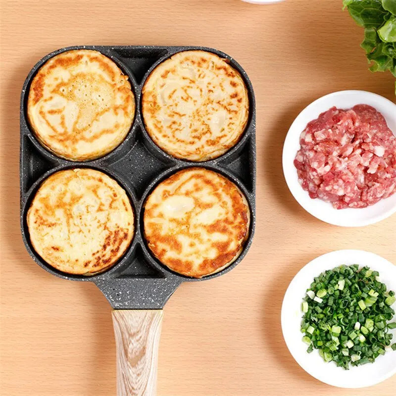 2/4-Hole Frying Pot Pan Thickened Omelet Pan Non-stick Egg Pancake Steak Pan Cooking Egg Ham Pans Breakfast Maker Cookware Pan