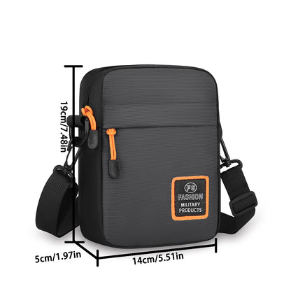 Men’s Lightweight Nylon Crossbody Bag Multiple Compartments Zipper Square Bag Adjustable Strap Crossbody Bag For Daily Use