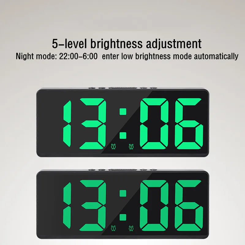 Acryl/spiegel digitale alarmklok spraakregeling snooze nachtmodus tabel klok 12/24 uur anti-storberen functie elektronische LED-klok