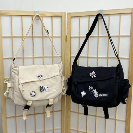 Bolsas de mensajero Bolsos japoneses de la escuela Corea de hombro único estudiante de Hong Kong Style Retro Capacidad Retman Mujeres