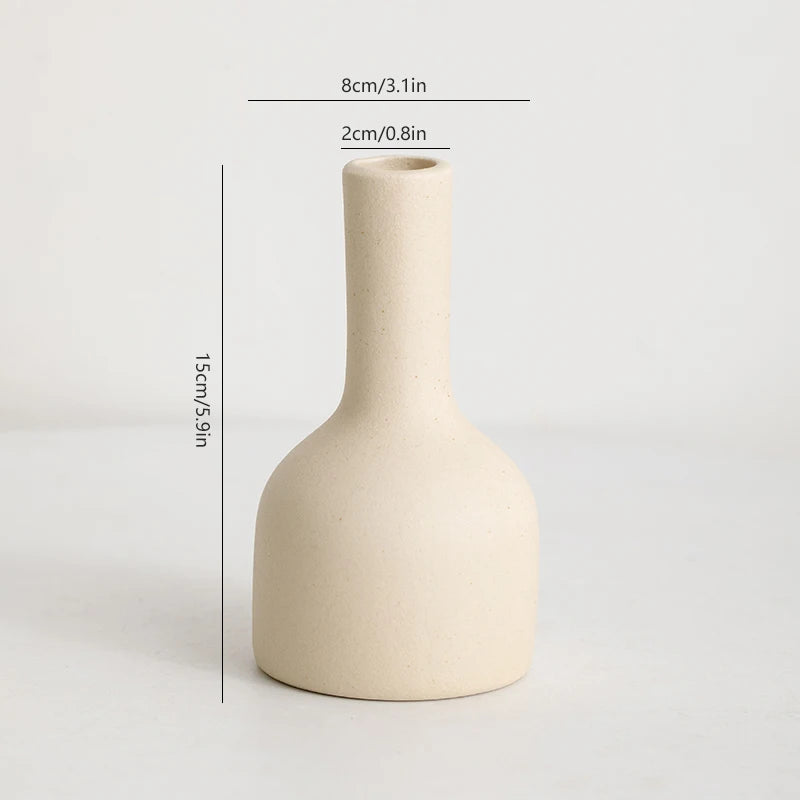 Nordic minimalist creative ceramic small flower vase for home, living room flower arrangement, green plants, tableware, dried fl