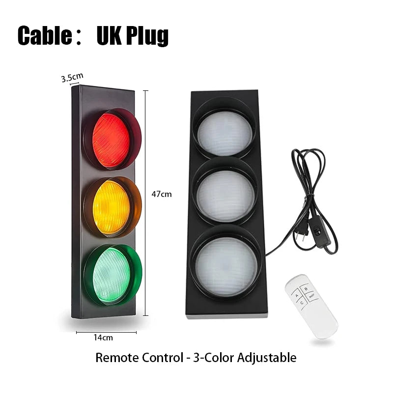 Traffic Light Wall Lamp LED with Remote Control 3-Color Adjustable Signal Lamps Bar Living Room Restaurant Decoration Llighting