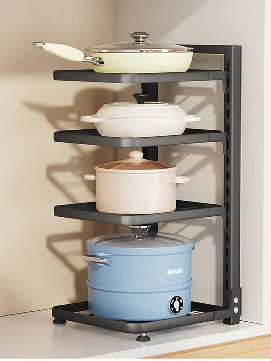 Kiche Pot Organisator Rack slast shal Multi-Layer Pot Späichere Stick Stick Cabinet Cabinet Pan Organisator Shell Half