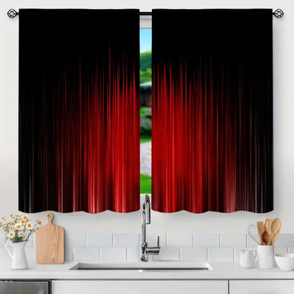 Black to Red Gradient Blackout Curtains Modern Thermal Insulated Window Panels for Bedroom Living Room Privacy and Light Control