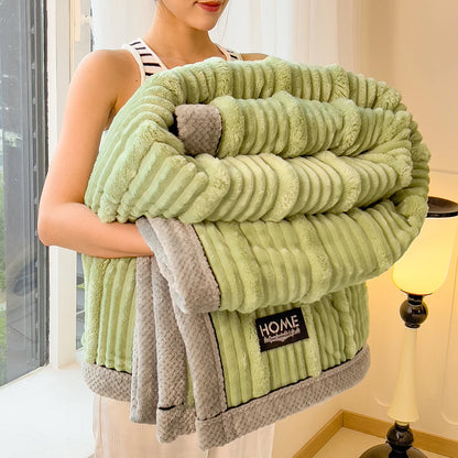 Imitation Rabbit Plush Striped Autumn Winter Warm Blankets Soft Fluffy Warmth Sofa Blankets for Throw Napping shawl blanket leg