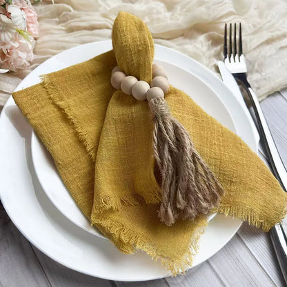6PCS Napkins 32x32cm Cotton Cloth Gauze Retro Burr Rustic Kitchen Towel Dining Place Mat Wedding Party Linen Napkin Table Decor