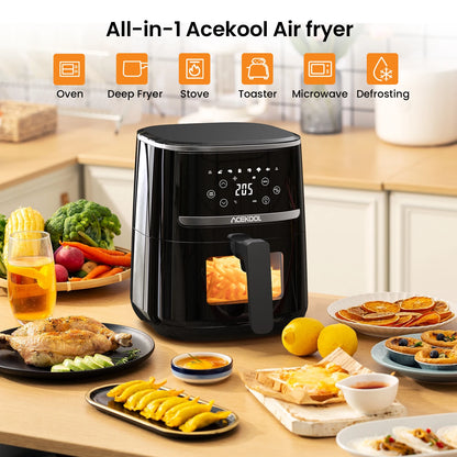 5 Liter Digitaldisplay Air Fryer Toaster Ofen Combo mit 8 Kochvoreinstellungen Oilless -Kocher, sichtbares Fenster, Spülmaschine Safer Korb