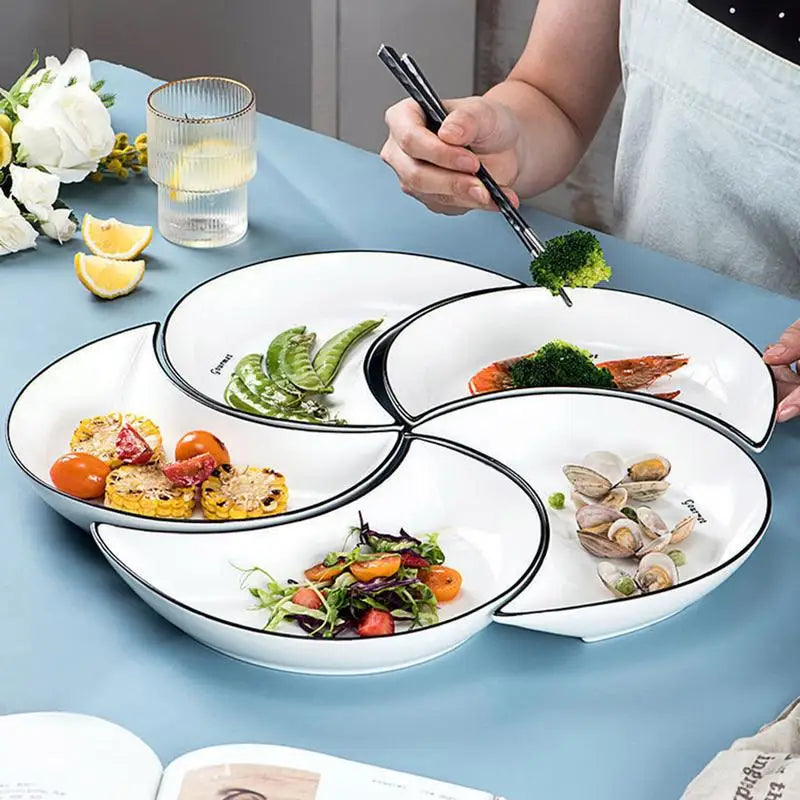 5pcs setzen Keramik Dinner Platenmonmed Ceramemy SainMerving Plate Dessert Zenszeplack Set Set fir Steak Forware Sets