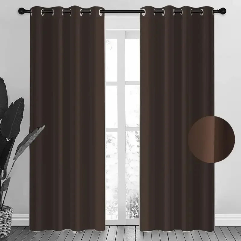 Tenda oscurante da 2 pezzi, oscurante e riducente la luce, tinta unita, per studio, camera da letto, cucina, soggiorno