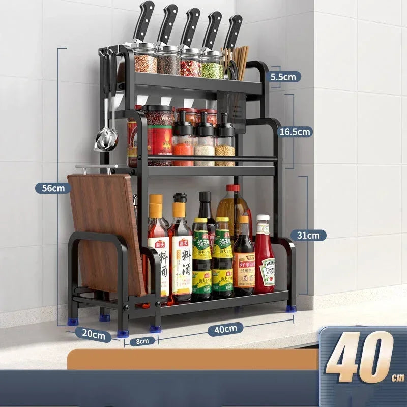 Knife Stand Door Organizer Spices Spice Racks Rack Jars Cutting Seasoning Drain Kitchen 2/3layers Condiments Storage Rack Board