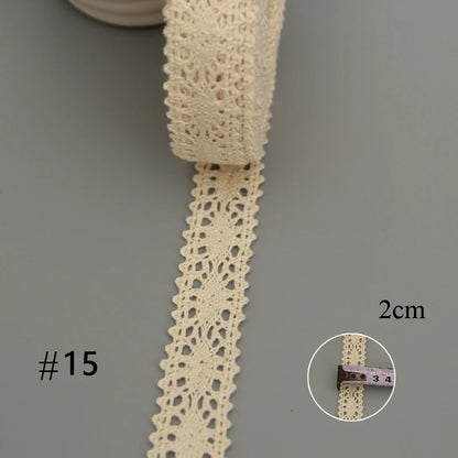 5 Meters Cotton Lace Trim Ribbon Beige Sewing Trim Lace Ribbon Crochet Lace Fabric DIY Wedding Party Craft Christmas Gift Decor