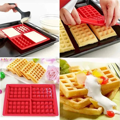 Silicone Waffle Cake Mold Waffle Maker Chocolate Bread Baking Molds Non-Stick Muffin Mould Bakeware Cookie Cooking Kitchen Tool