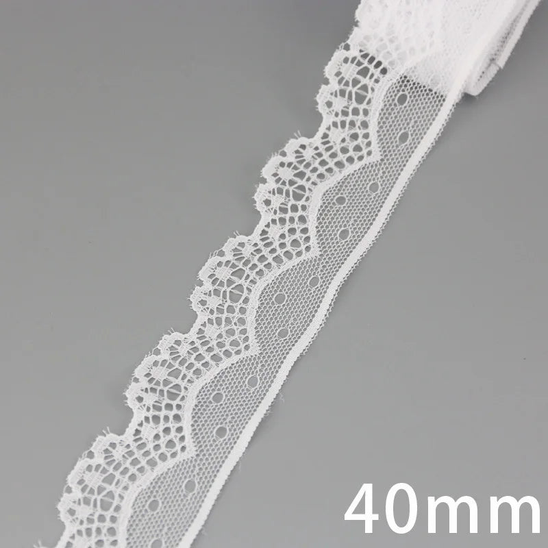 (5 yards/roll) white Lace ribbon fabric Webbing Decoration Lovely gift packing polyester Material