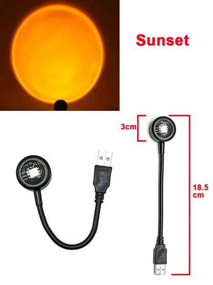 USB Sunset Light LED Rainbow Neon Night Lamp Sunset Projector Self Photography Light Wall Atmosphere Lighting For Bedroom Decor