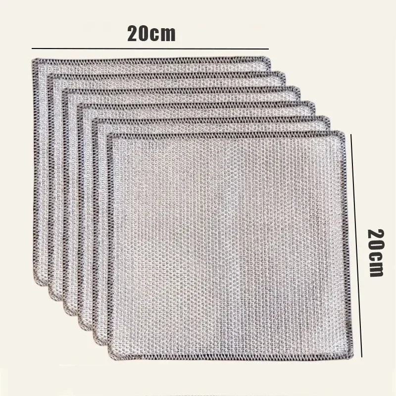 20pcs Single Double-sided Silver Wire Wipes Household Kitchen Stovetop Dishwashing Non-stick Cleaning Cloth Wire Dish Cloth