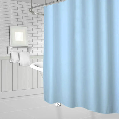 White Shower Curtains Solid Color Bathroom Curtain Polyester Fabric Washable Waterproof Partition Bath Curtain With Hooks
