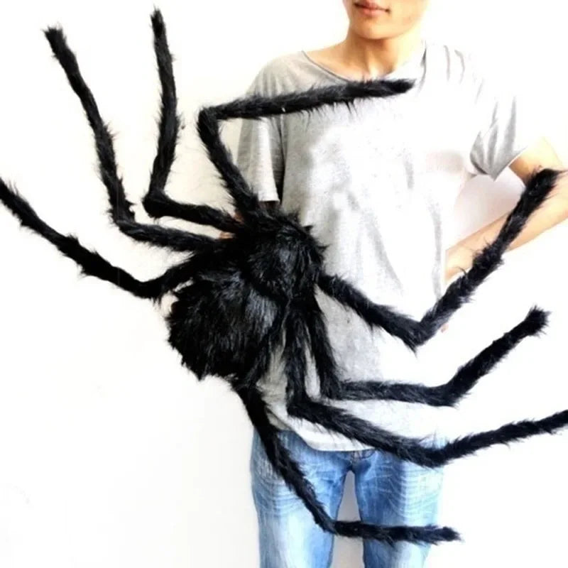 30 cm/50 cm/75 cm/90cm/125 cm/150cm/200cm Halloween Giant Black Plush Spider Decoración de la casa embrujada Decoración de interiores al aire libre