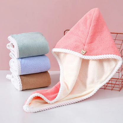 Double Thick Dry Hair Towel Double Sides Use Dry Hair Cap Soft Microfiber Bath Hats for Women Dry Hair Cap Lady Turban Head