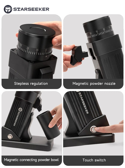 STARSEEKER E55 Electric Coffee Grinder 55MM Espresso Cone burr Stepless Fineness Adjustment Cold Brew Bean Grinder Black Sliver