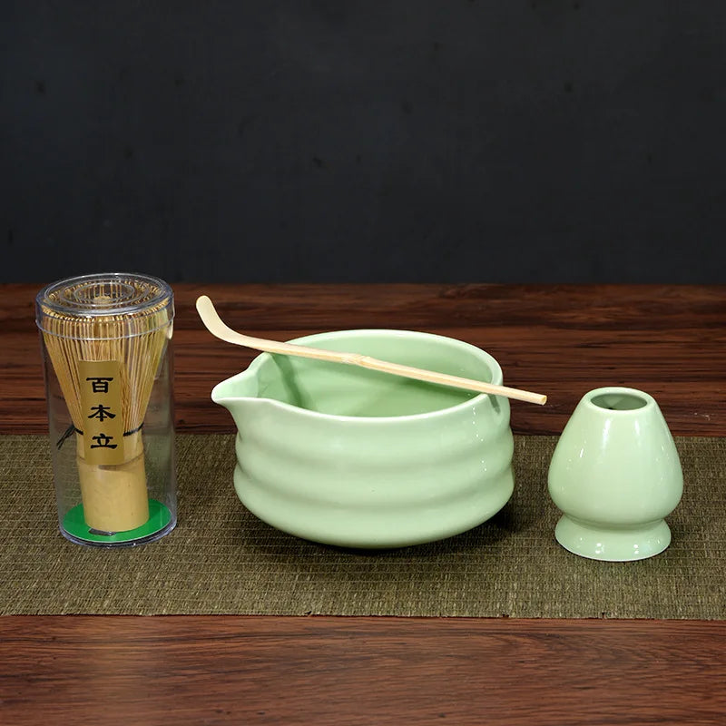1/4/5pcs set Ceramic Matcha Bowl Large Capacity Smooth Matcha Whisk Stand High Temperature Resistant Tea Salad Soup Bowl