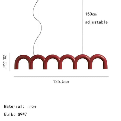 Modern U-shaped Chandelier Bedroom Kitchen Designer Bar Long Lamps Restaurant Decoration Lighting