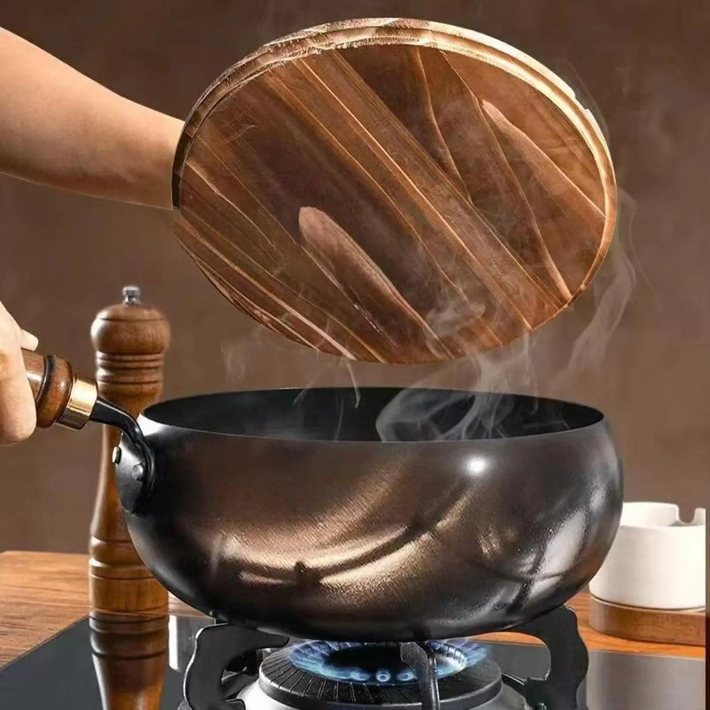 Nonstick Wok No Coating Gas Boiling Stir Fry Pan for Restaurant Camping Home Stovetop Induction Cooker Cookware Pots Cooking