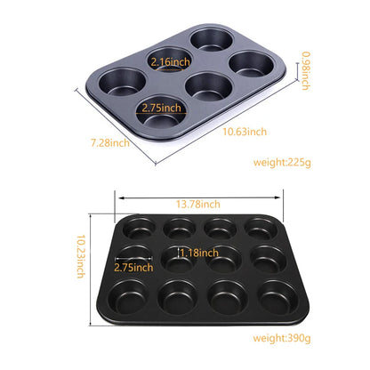 6/12 căni pătrate cupcake tigaie cu brioșă tavă cupcake mucegai de brioșă tigaie carbon copt tigaie non -stick coacere 657