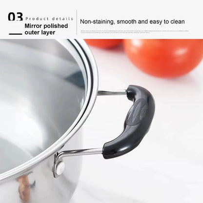 5pcs / Set Pots en acier inoxydable Cuisine anti-magnétique Pots polyvalents à double fond Stockpot Induction antiadhésive Suise de cuisine