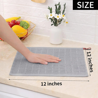 6 Pack 100% Cotton Terry Kitchen Dish Cloths, Ultra Soft and Absorbent Dish Towels for Washing Dishes Cleaning, 12 x 12inches
