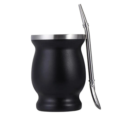 8oz Yerba mate set de gourd ușor de curățat pensula de curățare a paielor din oțel inoxidabil negru