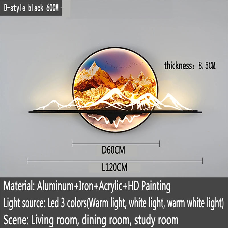 OUFULA Modern Picture Wall Light LED Chinese Creative Landscape Mural Lamp For Home Living Room Study Bedroom Decor