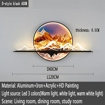 OUFULA Modern Picture Wall Light LED Chinese Creative Landscape Mural Lamp For Home Living Room Study Bedroom Decor