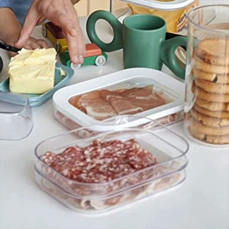 Crispper réfrigéré avec couvercle Boîte de rangement transparent en plastique congelé en plastique congelé pour le réfrigérateur de cuisine bol frais