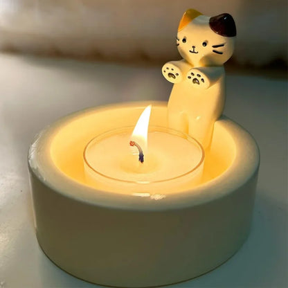 Cartoon Cat Candle Holder Cat Tea Light Candle Holder Office Home Desktop Decorative Ornaments Cute Candlestick New Dropshipping