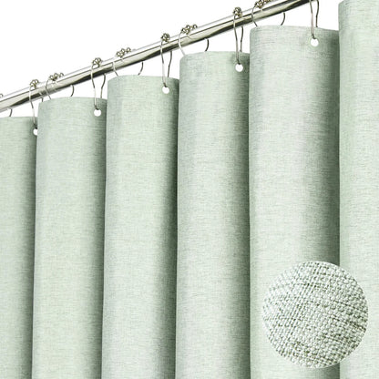 Solid Color Linen Waterproof and Thickened Shower Curtains Bathroom Bathtub Protecting Privacy Bath Covring Curtains with Hooks