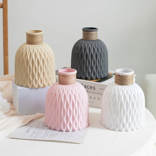 1PC Water Ripple Vase,Flower Pot Basket,Twine Plastic Vase,Small Fresh Flower Arrangement Vase,Scandinavian Home Decoration