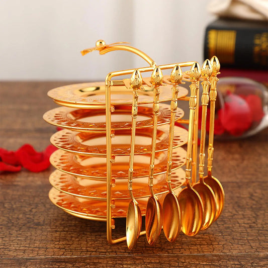 Classical Dinnerware Set Dinner Plate e Spoon Storage Rack Organizer Salada de cozinha Salada Display Spoons de prato plano