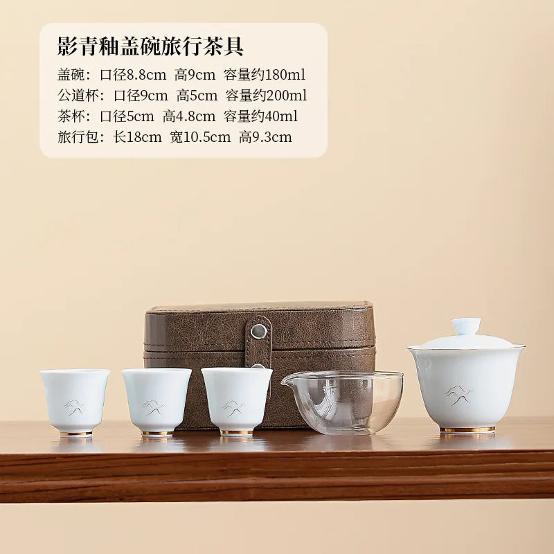 Chinese Style Ceramic Creative Travel Tea Set Household Office Kung Fu Tea Set Portable Outdoor Brewing Teapot Tea Set Gift New