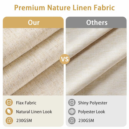Linen Shower Curtain Beige Boho Farmhouse Shower Curtains for Bathroom Natural Cloth Cotton Fabric Liner Cream