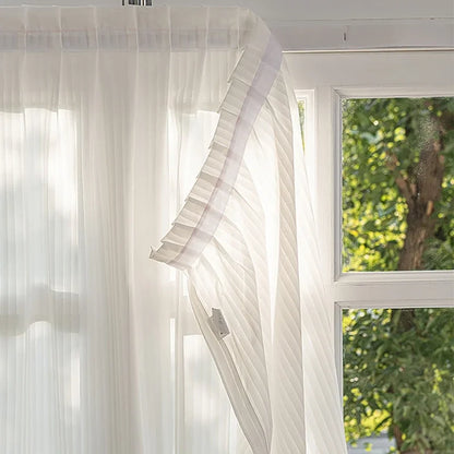 New Elegant Sheer Blinds with Hook-and-Loop Luxury No-Drill Vertical Sheer Panel Curtain Self-Adhesive Privacy Sheer Curtain