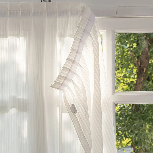 New Elegant Sheer Blinds with Hook-and-Loop Luxury No-Drill Vertical Sheer Panel Curtain Self-Adhesive Privacy Sheer Curtain