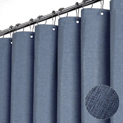 Solid Color Linen Waterproof and Thickened Shower Curtains Bathroom Bathtub Protecting Privacy Bath Covring Curtains with Hooks