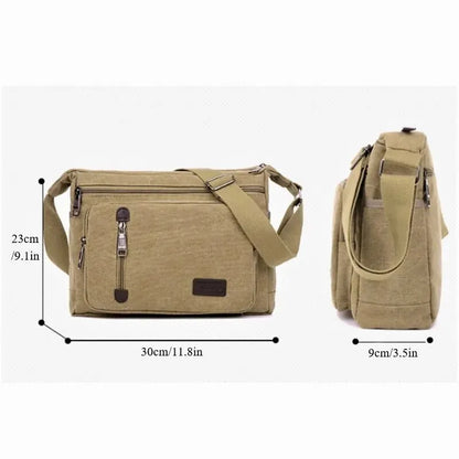 Canvas schoudertas fles mannen vrouwen casual simple mode retro crossbody kruis vierkant multi -layed