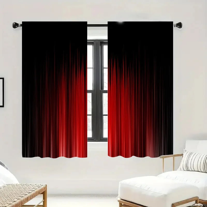 Black to Red Gradient Blackout Curtains Modern Thermal Insulated Window Panels for Bedroom Living Room Privacy and Light Control