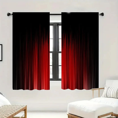 Black to Red Gradient Blackout Curtains Modern Thermal Insulated Window Panels for Bedroom Living Room Privacy and Light Control