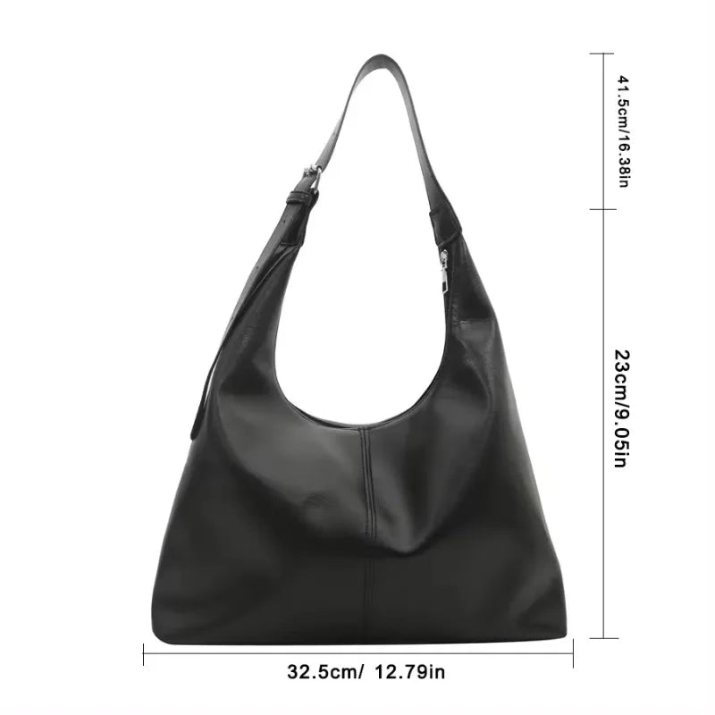 Fashion Korean Version Large Capacity Single Cross-body Bag Women's Handbag Simple Casual Commuting PU Leather Shoulder Tote Bag