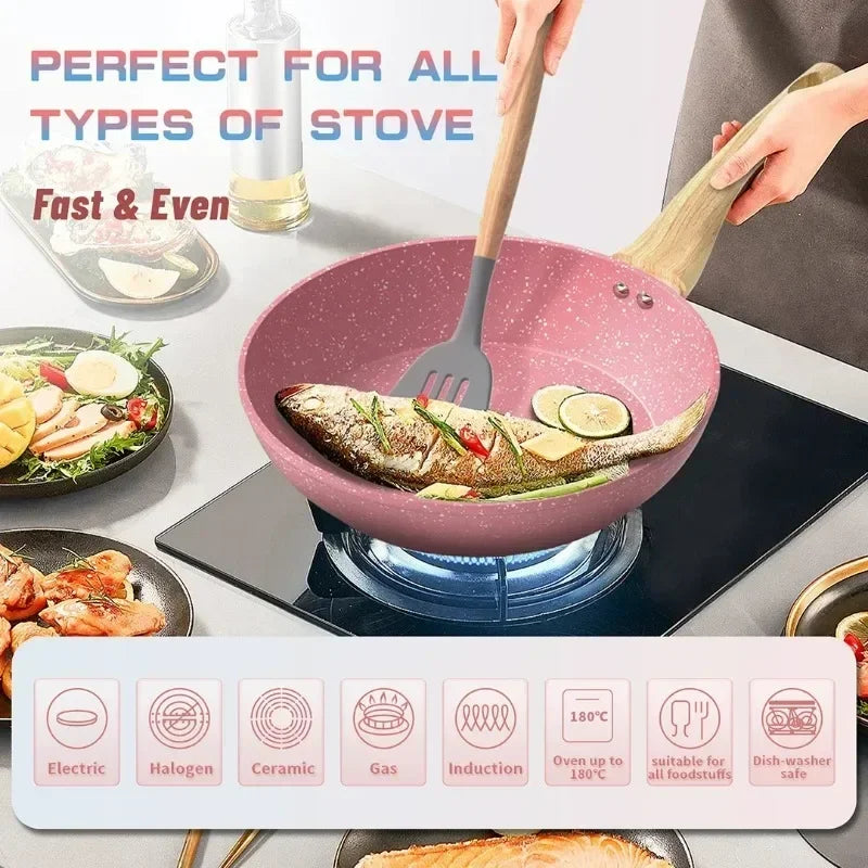 Innerwell Frying Pan 8/9.5/10/11Ich Nonstick Toxin Gratis köksredskap Frukostbiff Stekt äggpannor Kök Gourmet Cooking Pot