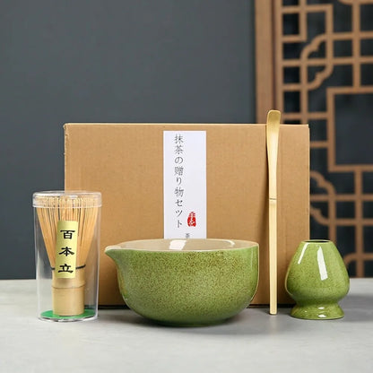 Bamboo Ceramic Japanese Matcha Tea Set Reusable Chasen Stirring Tea Sticks Matcha Spoon Matcha Whisk Set